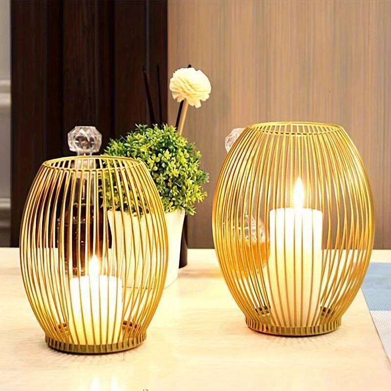 Golden Candle Stand, Romantic Decoration For Home Dining Table, Wedding Photography Props H260310