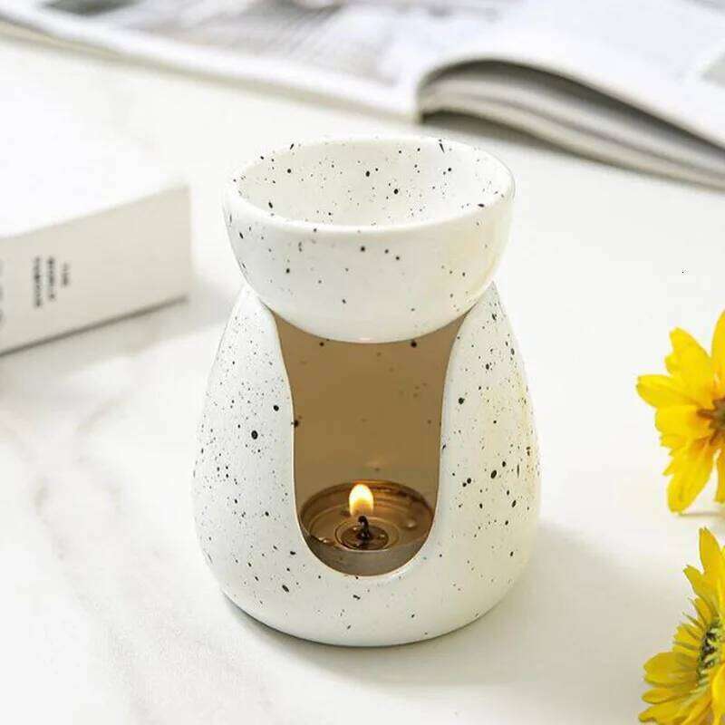 Nordic Style White Porcelain Essential Oil Furnance Aroma Burner Candle Holder Fragrance Lamp Home Decor H260310