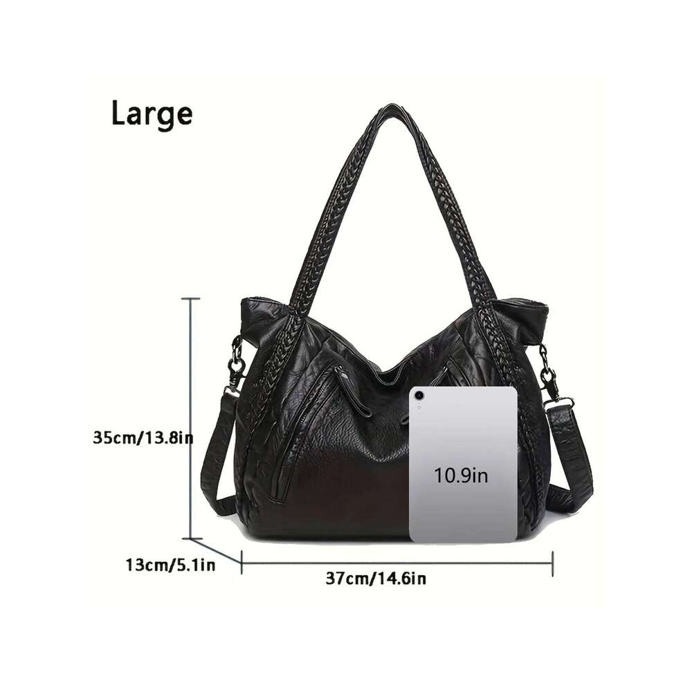 2025 New Woven Single Shoulder Crossbody Bag; Women's Soft Leather Handbag; Bucket Tote Bag XJ260310