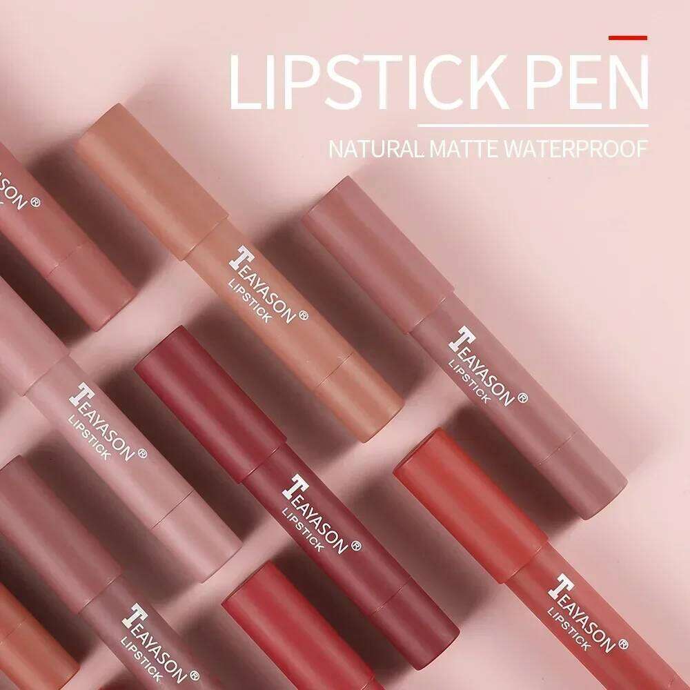 Nude Velvet Matte Lipstick Long Lasting Waterproof Color Rendering Non-stick Cup Lip Glaze Lips Liner Pencil Woman Cosmetics Z260310