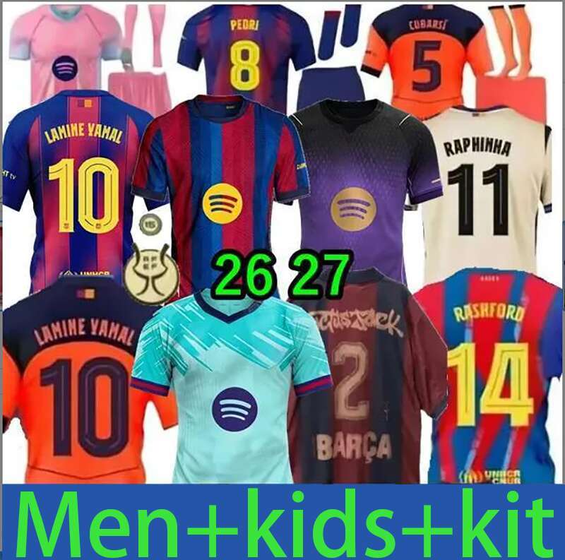 Barcelona 25 26 27 LAMINE YAMAL Lewandowski Soccer Jerseys GAVI Raphinha FERRAN 2025 2026 Football Shirt TOP F. DE JONG Men Women Kids Kit football jersey Acidproof