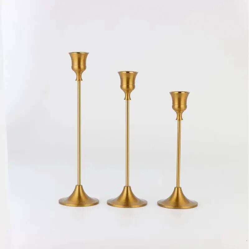 Vintage Elegant Metal Aluminum Set Of 3 Tabletop Candle Holders Suitable For Wedding Anniversary - Home And Hotel Decor... H260310