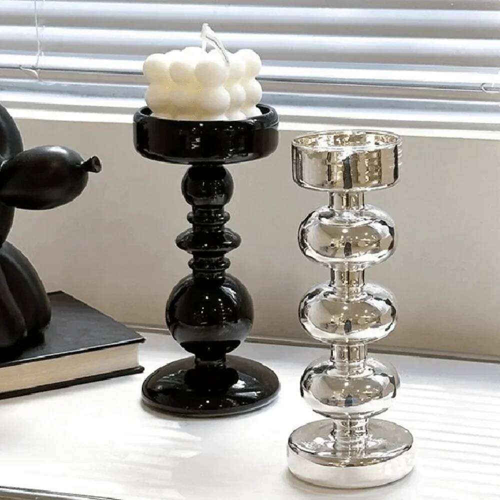 Simple European Style Glass Candle Holders Elegant Unique Tea Light Rack Romantic Retro Minimalist Candlestick Living Room H260310