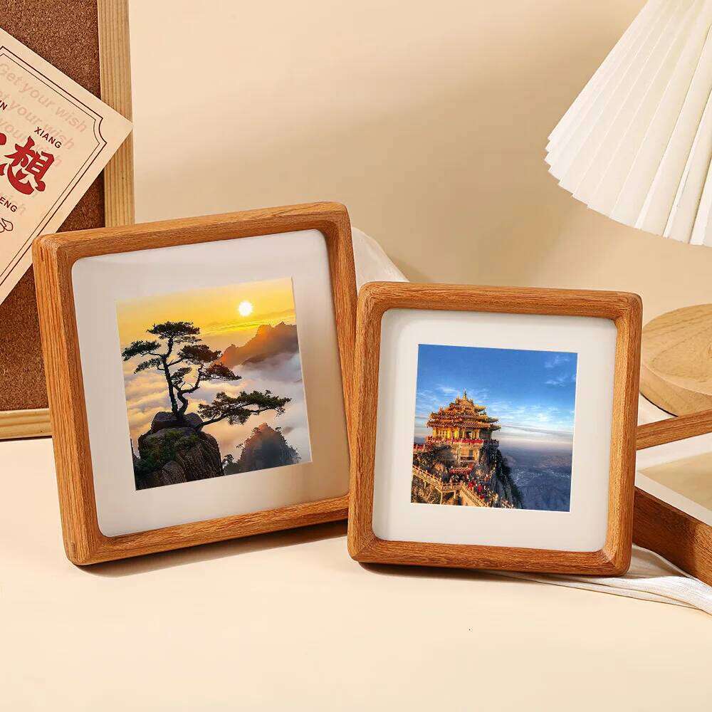 Square Teakwood Photo High-grade 10x10cm 20x20cm 25x25cm Wedding Picture Frame Stand for Pictures Home Desktop Decor Gift H260310 - view 4