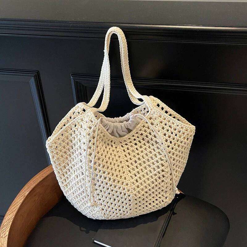Chic Simple Lady Large Capacity Shoulder Bags Shopping Beach for Women Casual Straw Woven Tote Bag Female Handbag Purses XJ260310