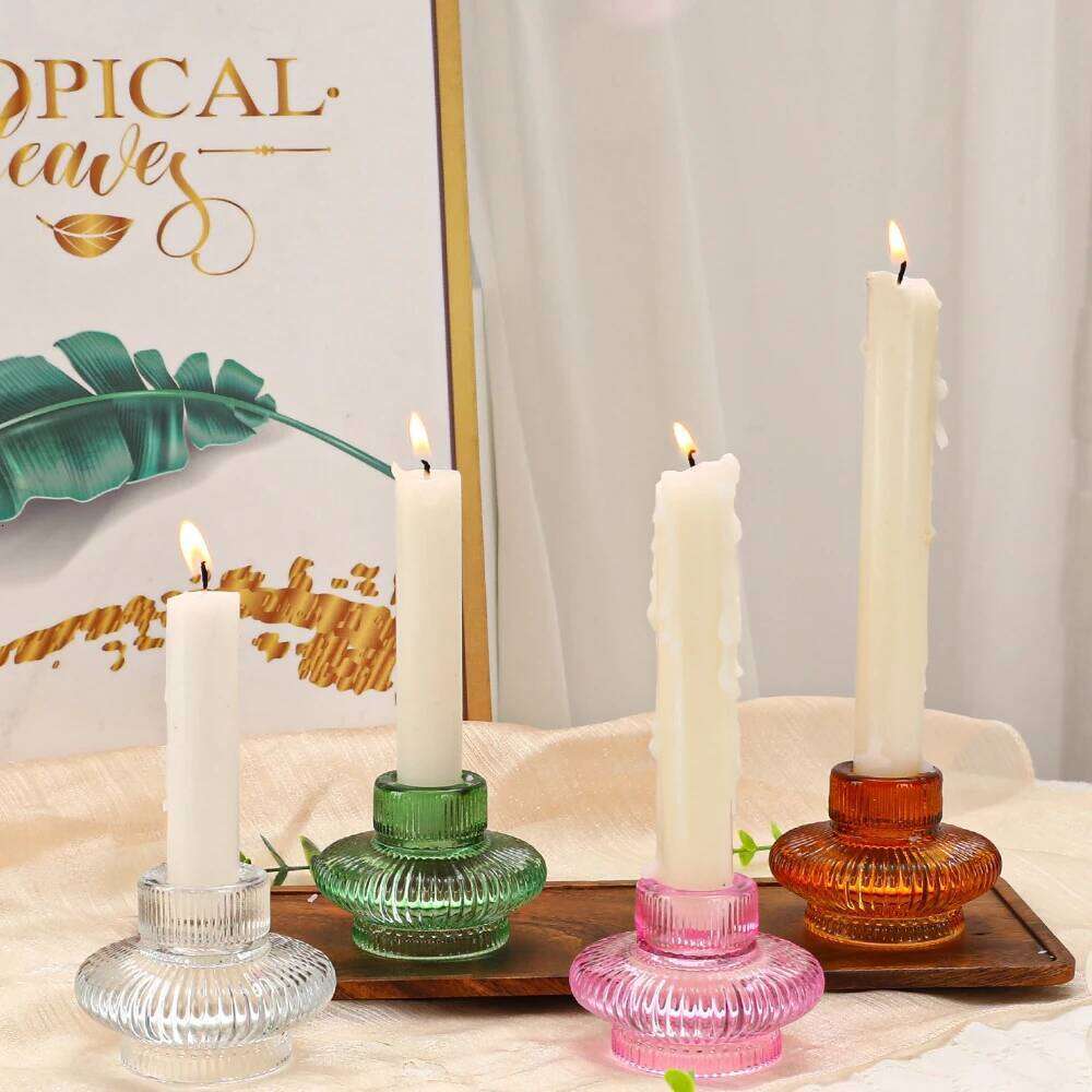 Colorful European Vertical Pattern Candle Holder Lantern Candlesticks Home Decor Wedding Party Table Centerpiece Decoration H260310