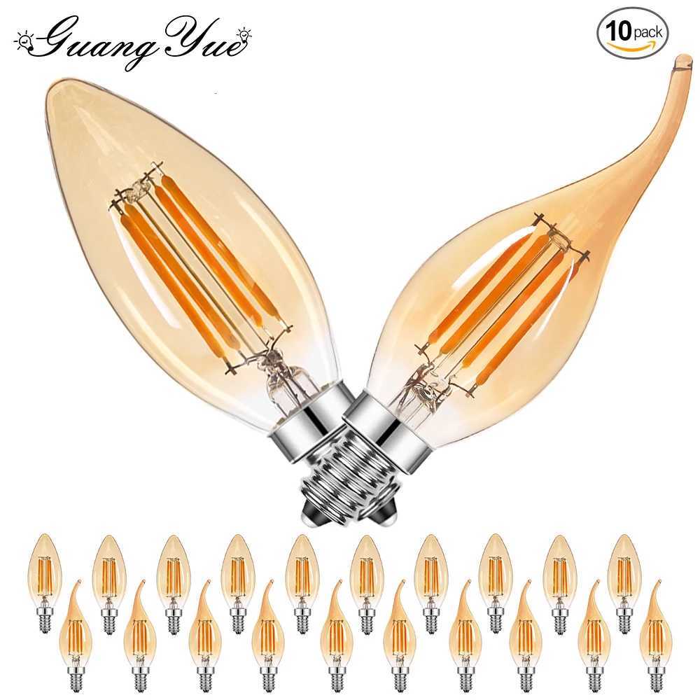 10Pcs Candle Lamp C35 E14 Led Dimmable 4W 220V 110V E12 2200K Warm White Indoor Vintage Chandelier Replaceable Light Bulb Decor H260310
