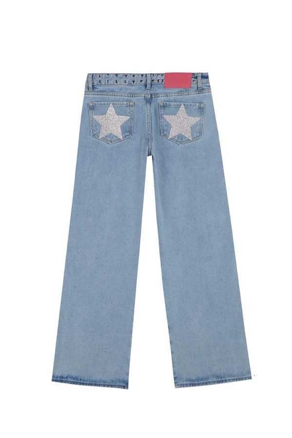 Y2K Vintage Jeans Women High Waisted Denim Pants Five Pointed Star Print Harajuku Street Baggy Casual Straight Leg TrousersT260310