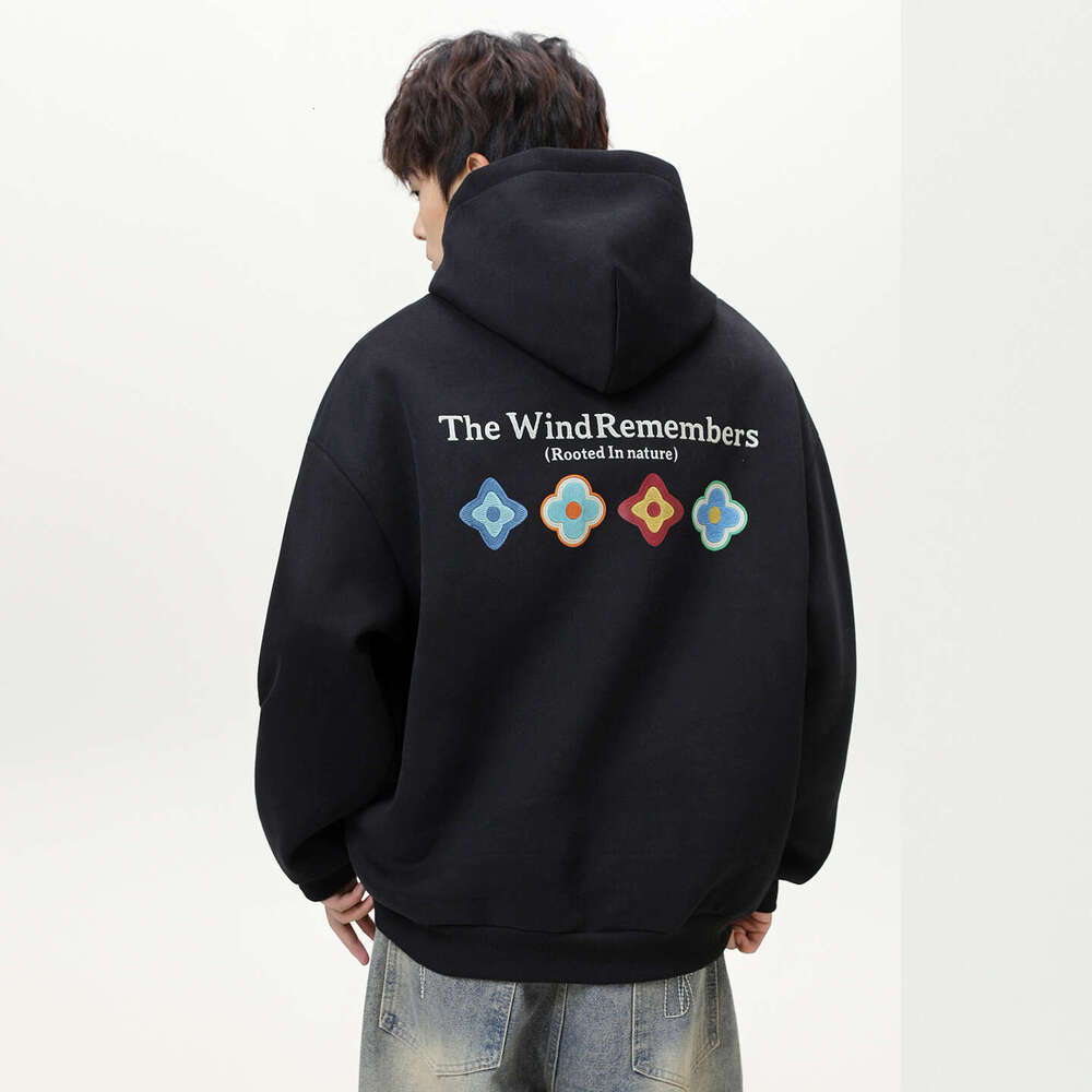 Petal Print American Style For Men, Autumn New Heavyweight Texture Trendy Brand Sports Hoodie Casual Jacket