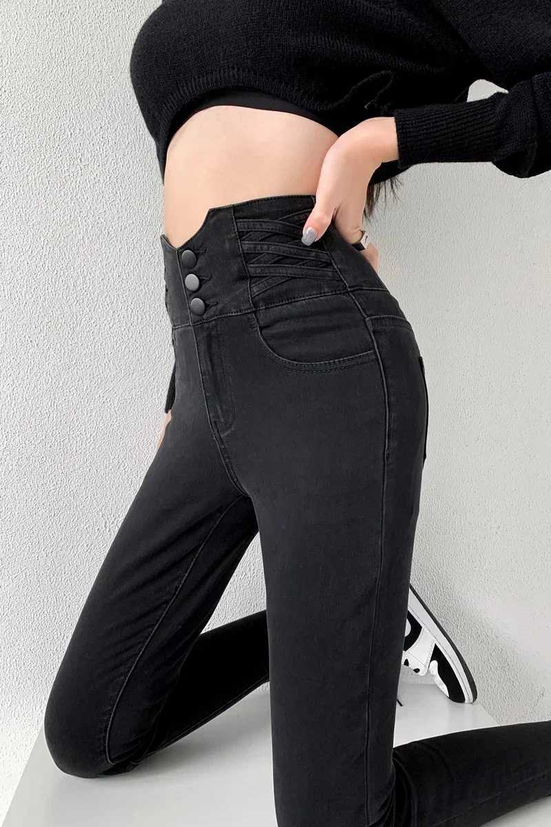 Skinny Pencil Y2K Jeans Four Buttons Vintage High Waist Women Slim Stretch Denim Pants Tight Trousers 2025 Womens Denim Pants M260310