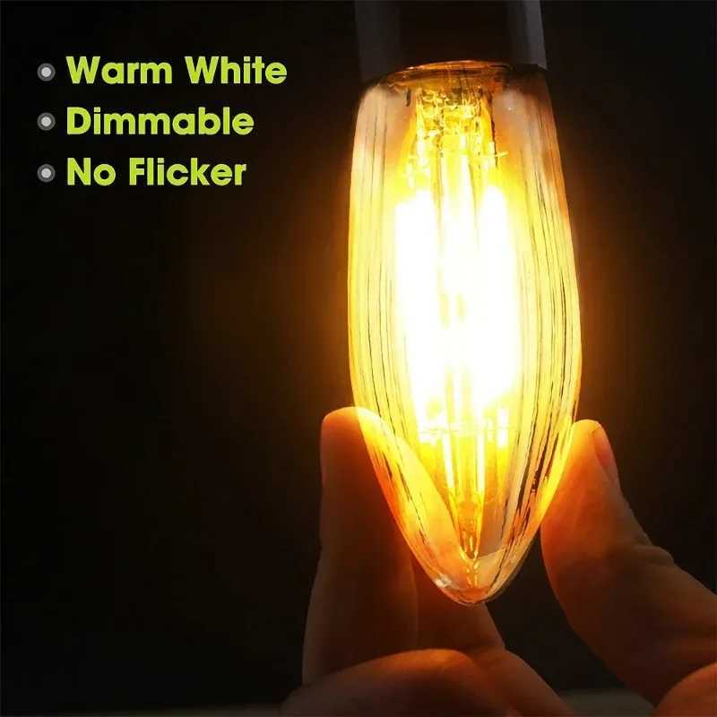 10PCS LED Filament Bulb E10 Warm White Edison Retro Candle Light Blubs Glass Bulbs Tapered Candles Replacement Bulbs H260310