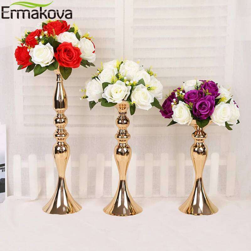 ERMAKOVA Candle Holders Stand Column Candlestick Event Road Lead Flower Vase Rack Table Wedding Centerpieces Party Dinner Decor H260310