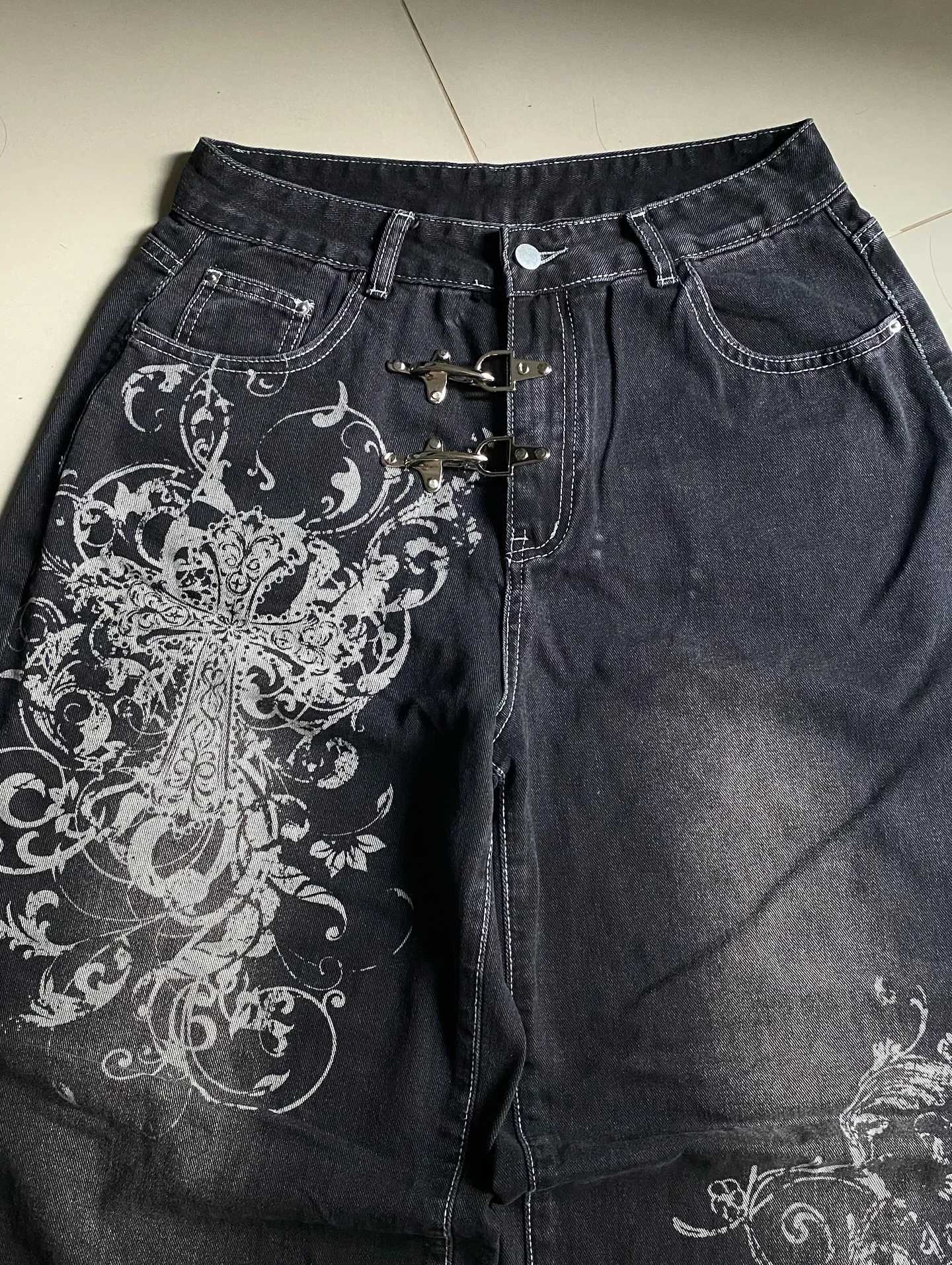 2025 vintage baggy jeans y2K harajuku trend men and women hip hop fashion casual Joker couple Wide-leg pants streetwear M260310