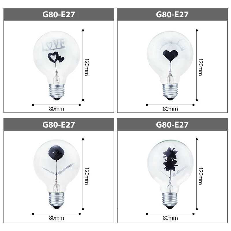 KARWEN Edison Bulb E27 indoor night light G80-Rose Flower I-Love-You Holiday christmas wedding decor incandescent Bulbs H260310