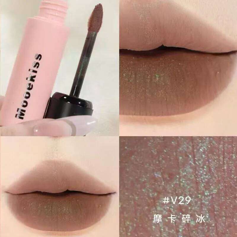 Mooekiss Velvet Lipmud Matte Green Shimmer Lipstick Long-lasting Non-stick Cup Clay Chestnut Color Lip Makeup Z260310