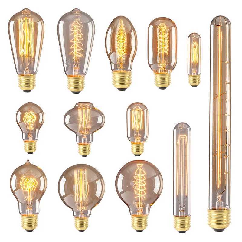Edison Bulb E27 Warm white 40W 60W ST64 G95 G80 G125 220V Carbon Retro Light Bulb Tungsten Silk Light Bar Window Decoration H260310
