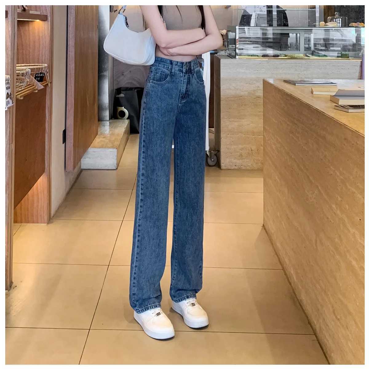 Ladies fashionable narrow straight leg jeans with high waist and slimming effect versatile and fashionable casual pants M260310
