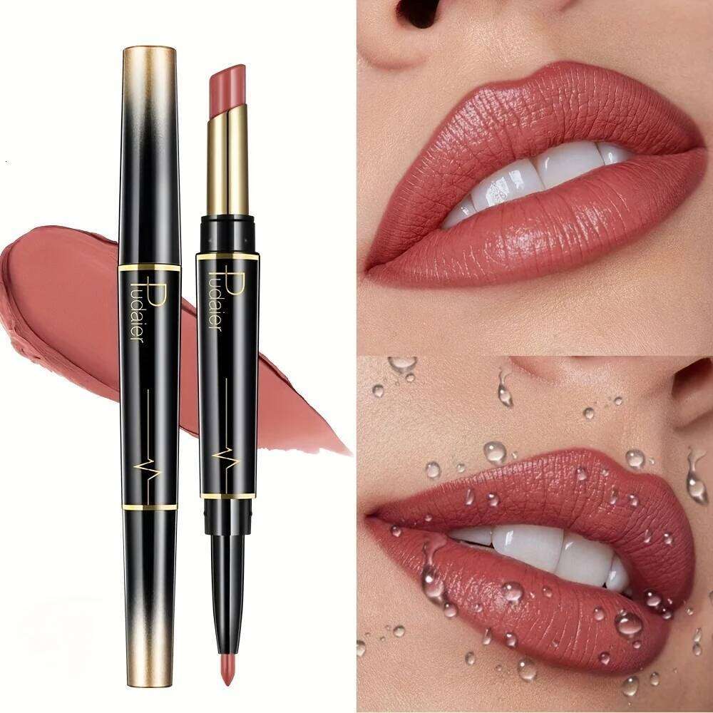 Double-headed lipstick - liner lip gloss, moisturizing formula, not easy to smudge, suitable for daily use and parties. Z260310