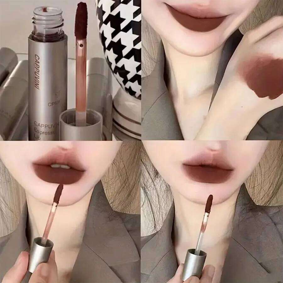 lipstick nude brown waterproof lip gloss long lasting Light Coffee Brown Lip Lacquer Matte Cinnamon Milk Tea Nud Z260310