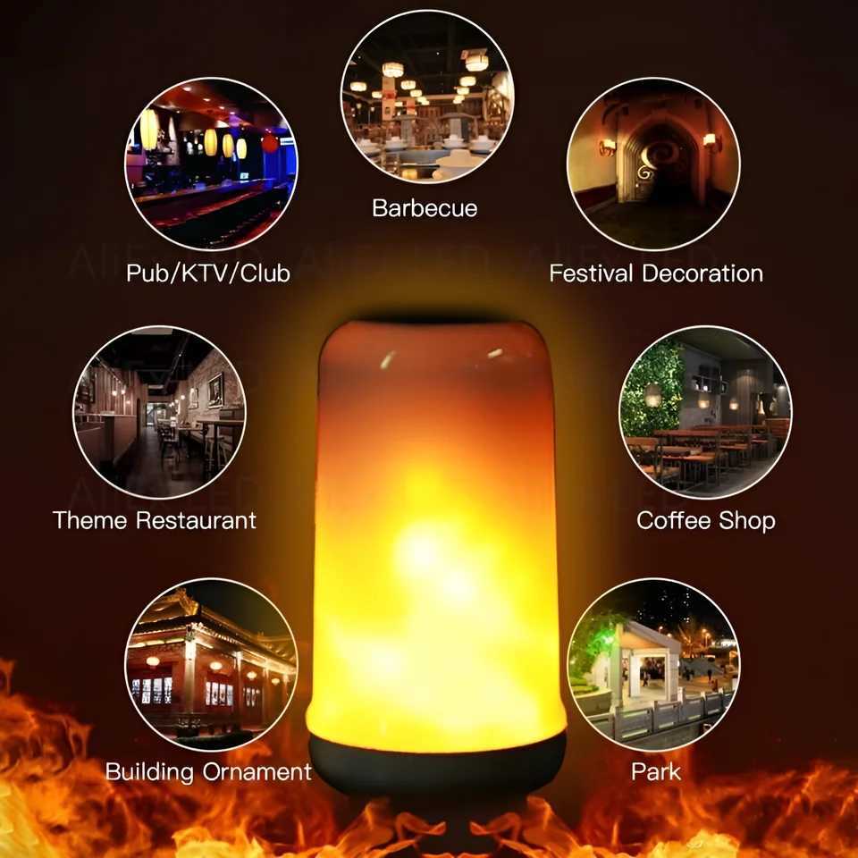 2025NEW USB E14 E27 B22 LED Atmosphere Light Flame Flashing Candle Light 220V Book Lamp Lighting Cigarette Lighter Effect Light H260310