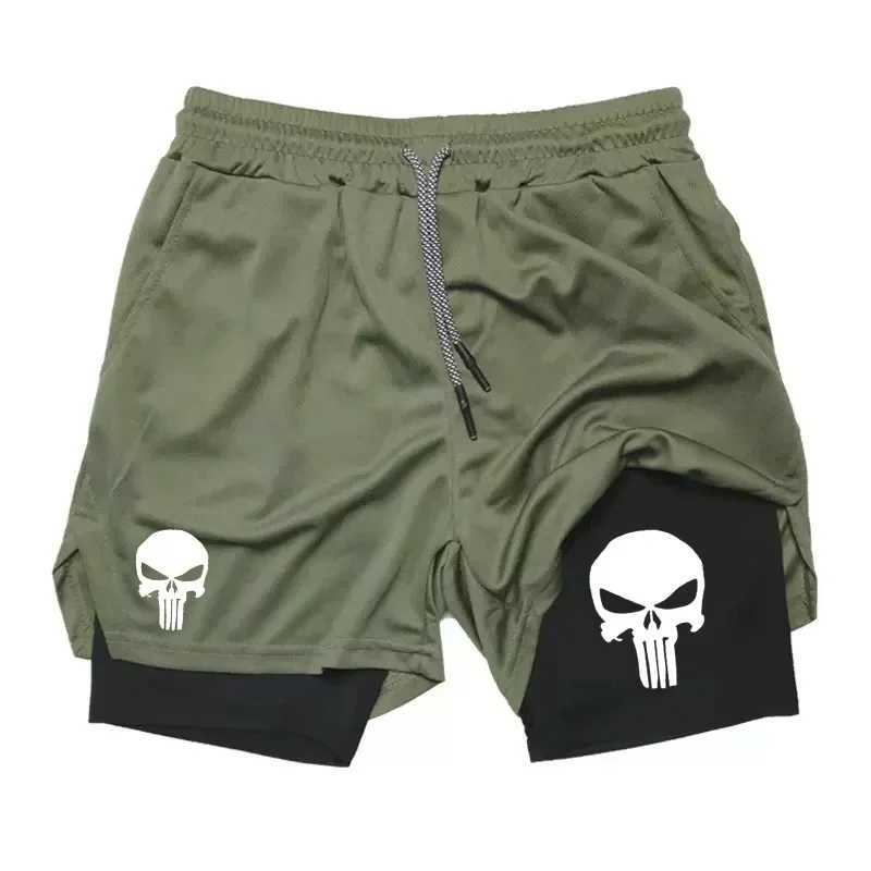 2-in-1 mens performance shorts sports quick drying shorts with phone pocket summer gym fitness running shorts N260310