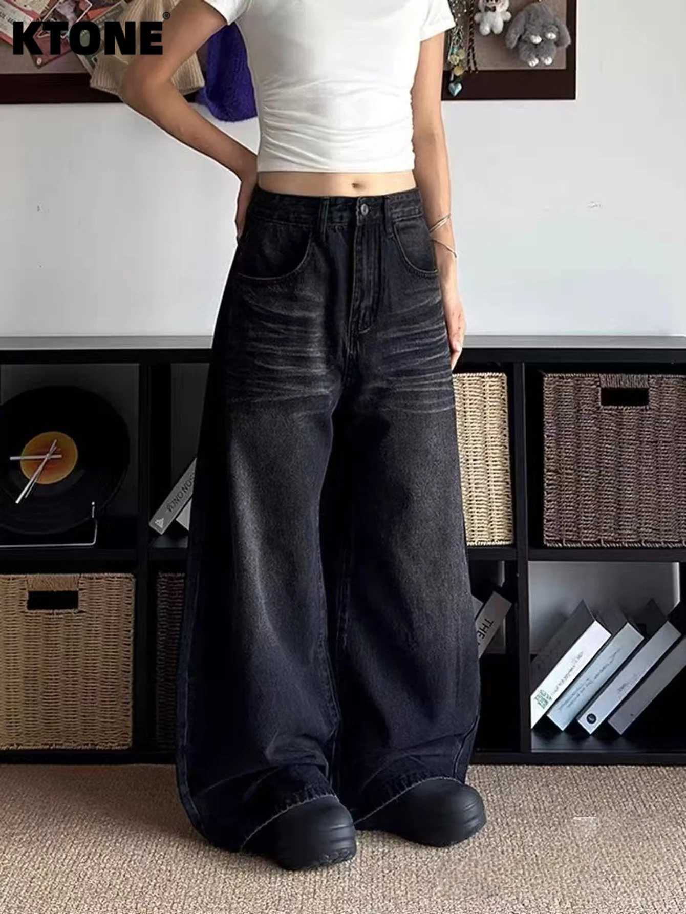 Solid Color Jeans Unisex Black Baggy Jeans Retro Y2K Drip Original No accessories or belts included M260310