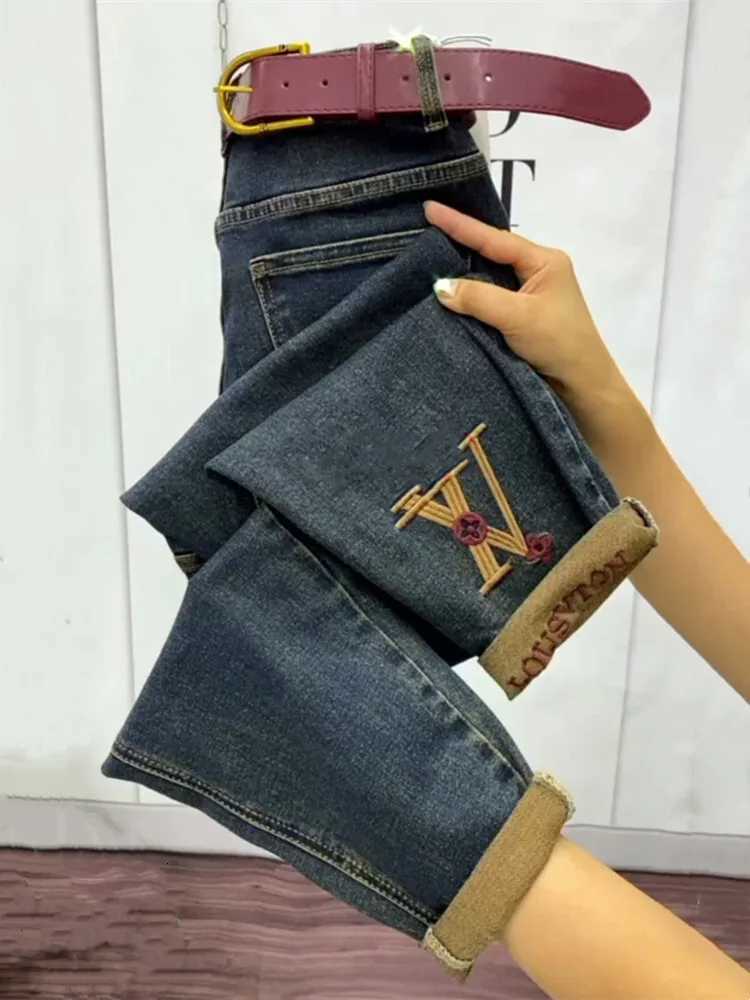 NEW Spring Autumn High Waist Straight Jeans Loose Fit Stretch Haren Denim Pants Ladies Ankle-Length Jeans Pants 2024T260310