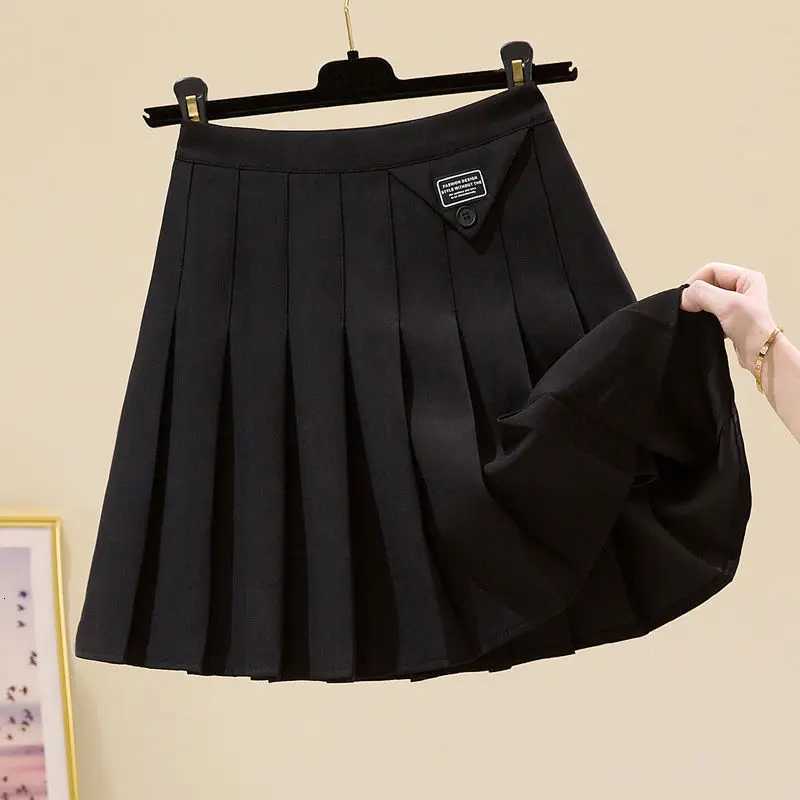 Korean Fashion Autumn New Womens Solid Pleated Zipper Simplicity Preppy Style Chic High Waist Short Slim A-line Pleated SkirtT260310