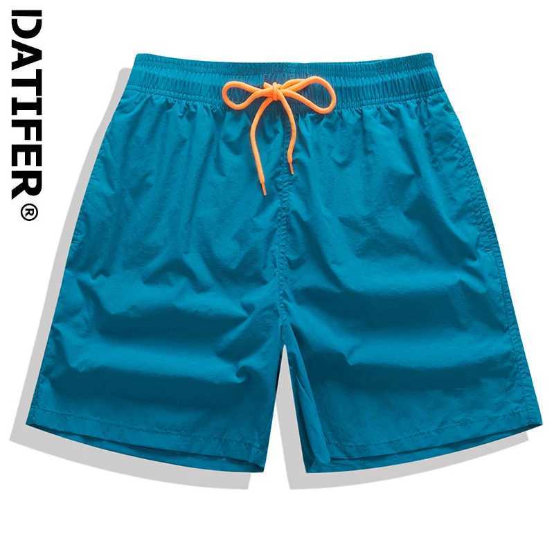 Brand Datifer Board Shorts Men Breathable Sport Swimming Pants Solid Color Elastic Waist Beachwear Summer Swimsuits N260310
