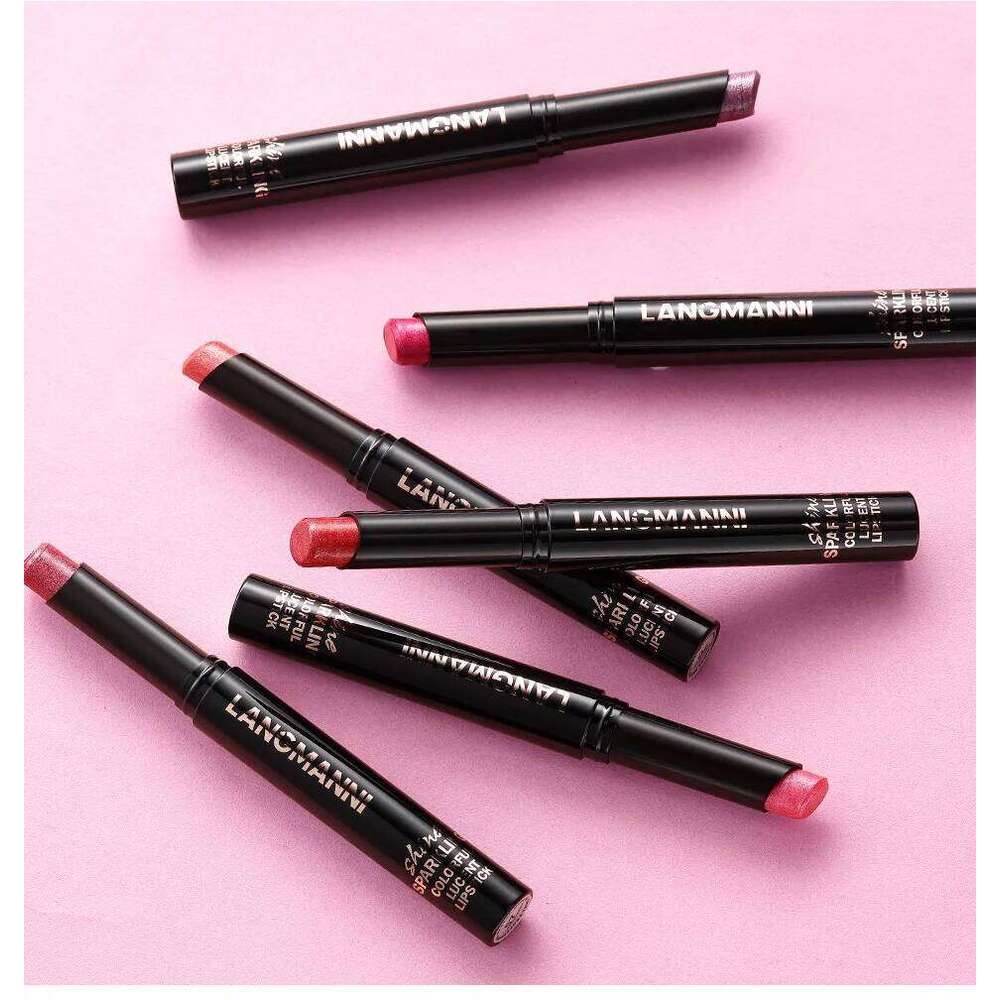 LANGMANNI 10 colors pearlescent swivel slant mouth design single pack lipstick lasting color lip gloss Z260310