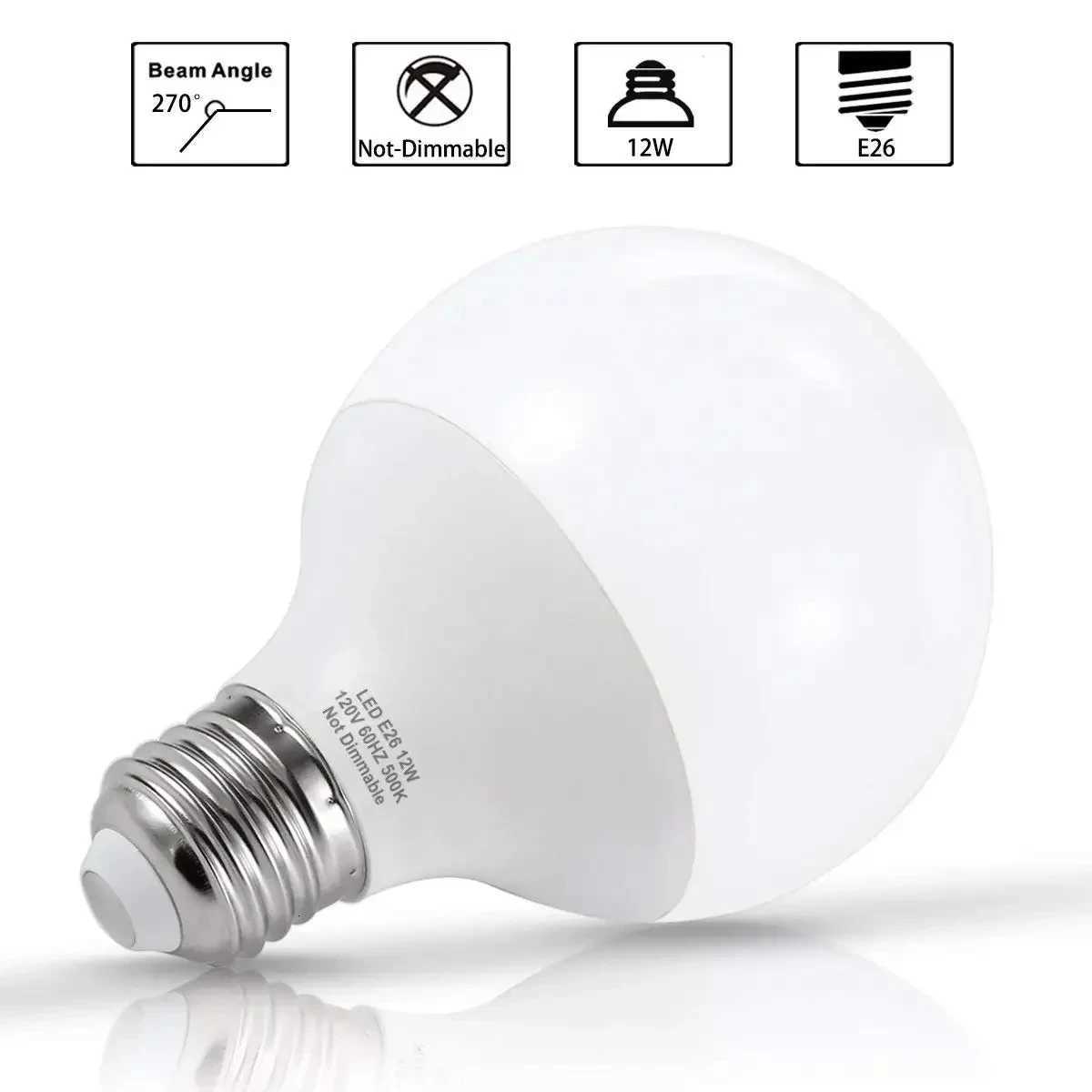 Melery E26 LED Light Bulb Daylight 5000k Equivalent 100W Incandescent G80 Halogen Globe Shape Screw Lamp 950 Lumens Vanity 3Pack H260310