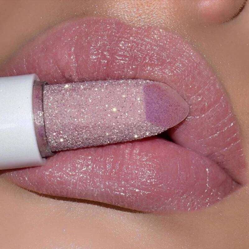 Glitter Matte Waterproof Long Lasting Temperature Change Diamonds Lipstick Non Stick Red Pink Lip Tint Makeup Cosmetic Z260310