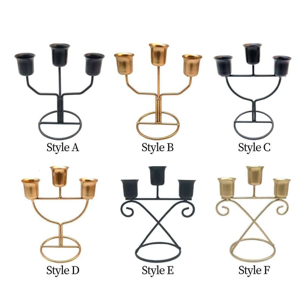 3 Arms Candle Holder Iron Modern Creative Candleholder Centerpiece for Party Living Room Holiday Dining Table Decoration H260310