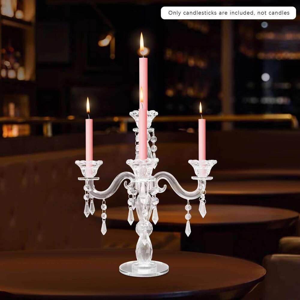 5 Heads Holder Crystal Candle Centerpieces Beautiful Desktop Decorative Accessory H260310