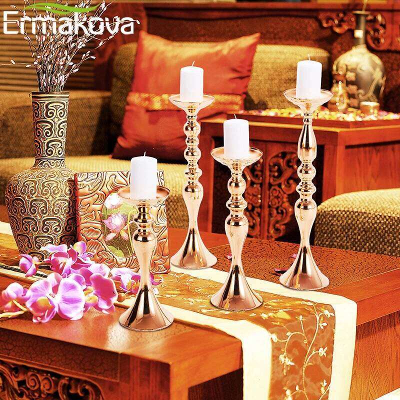 ERMAKOVA Candle Holders Stand Column Candlestick Event Road Lead Flower Vase Rack Table Wedding Centerpieces Party Dinner Decor H260310