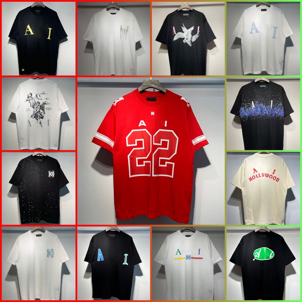 Designer Amiiriris T-Shirts for Men Women, Printed Cotton Casual Short Sleeve Tees, Luxury Hip Hop Streetwear Fashion Tops Size S-XL