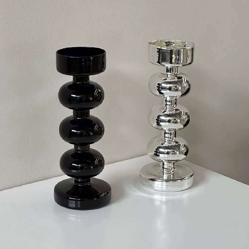 Simple European Style Glass Holders Elegant Unique Minimalist Candlestick Creative Retro Candle Stands Party H260310