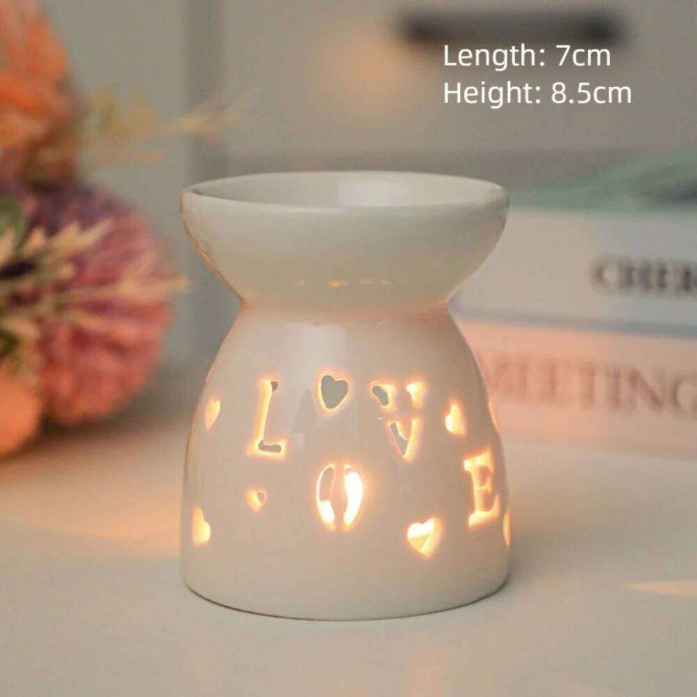 Ceramic Handicrafts Holders Hollow Patterns Essential Oil Burners Candle Incense Lamps Home Living Room Decoration H260310