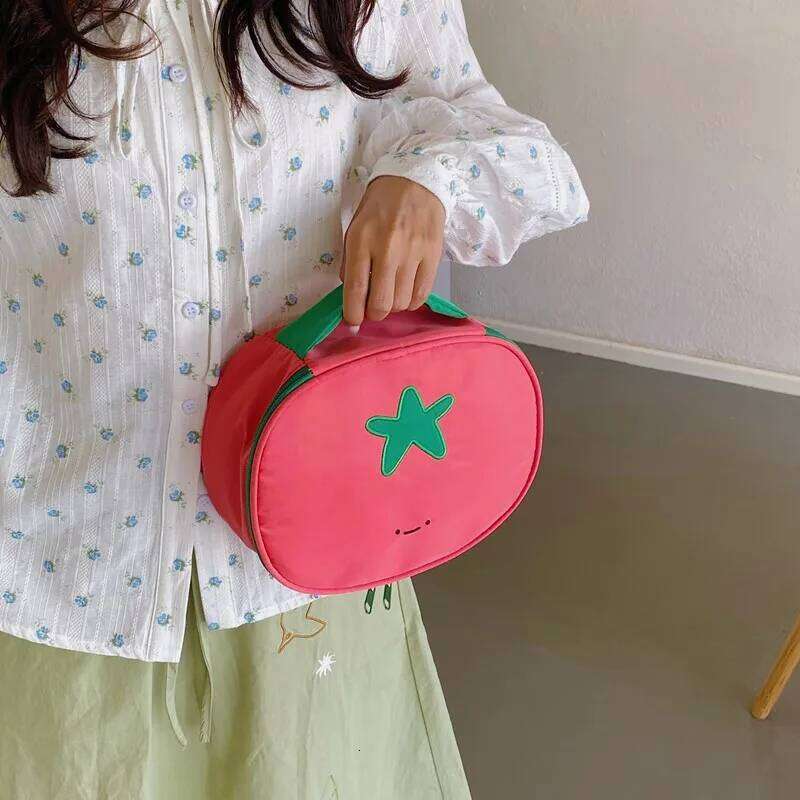 Tomato Makeup Bag Nylon Waterproof Portable Toiletry Pouch Unique Cute Design Cosmetic Organizer XJ260310