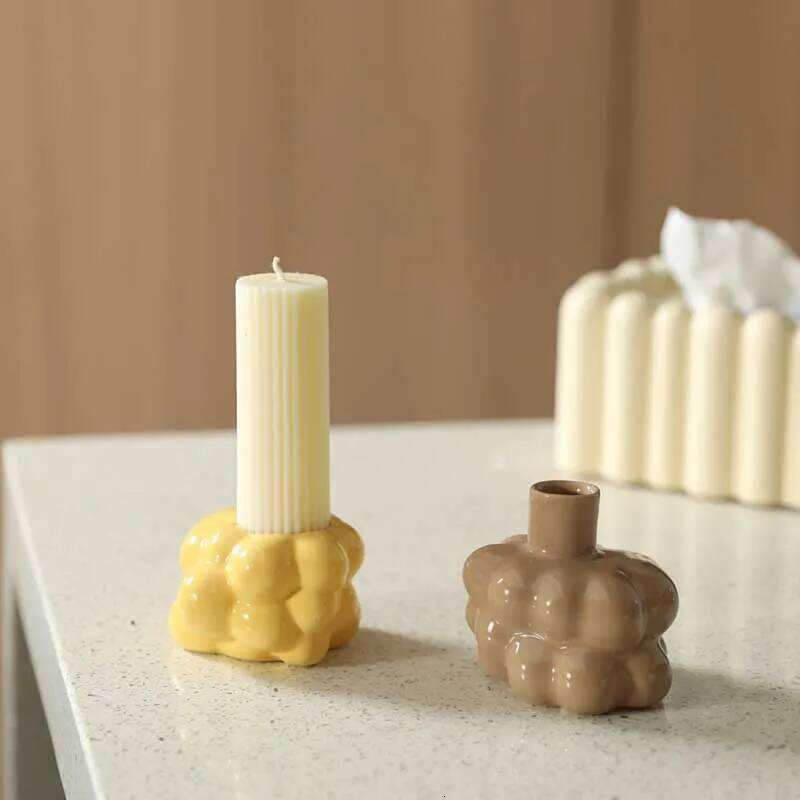 Ceramic Candle Holder Candelabrum Abstract Irregular Bubble Ornament Candlestick Home Decoration Accessories H260310