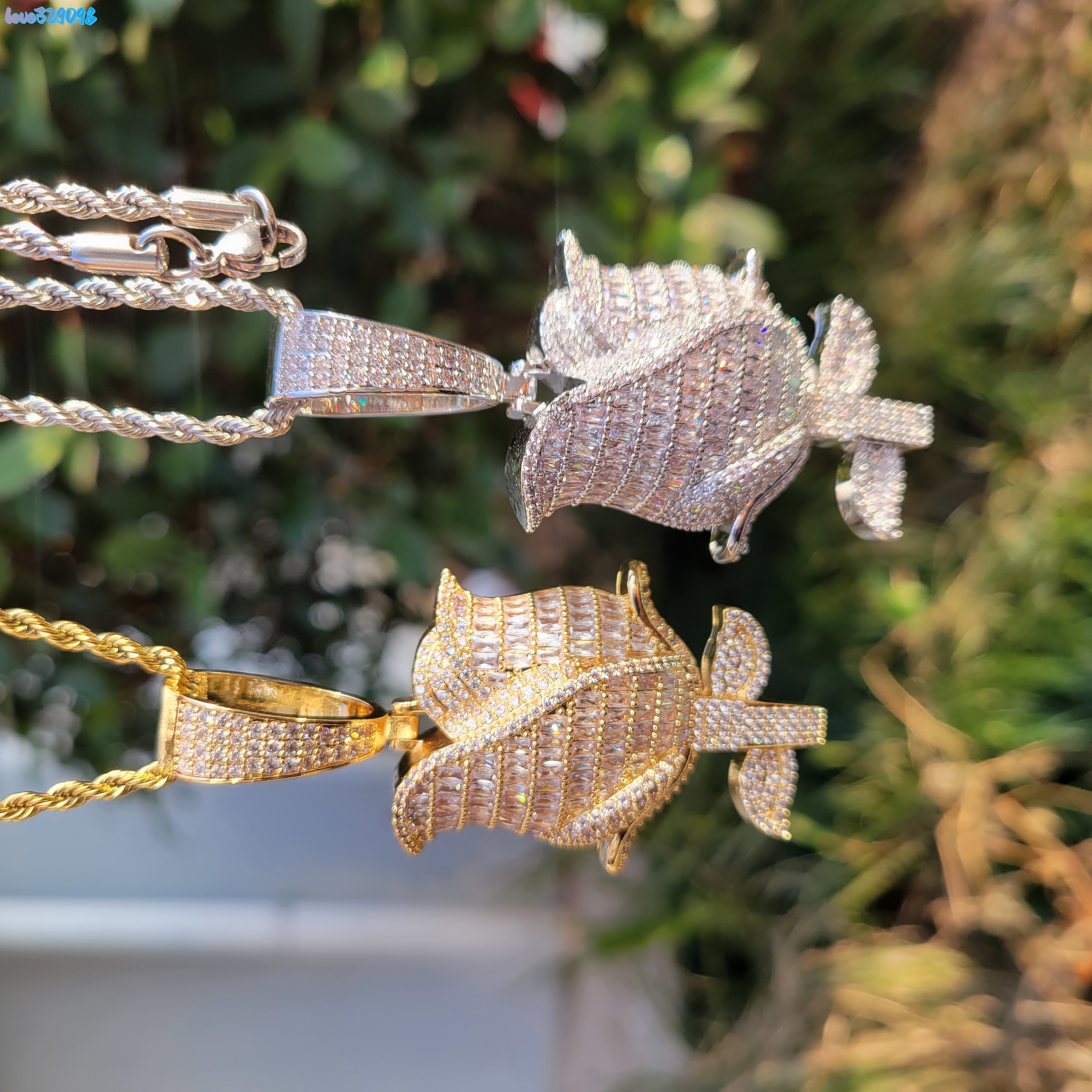 New Arrival Sparkling Full Diamond Rose Pendant Necklace with Moissanite, Men's Hip Hop Rap Jewelry