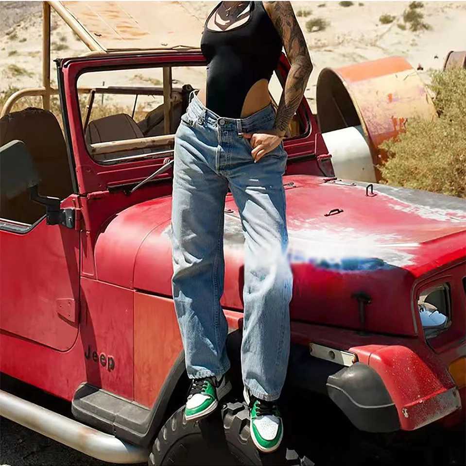 Women Wide Leg Baggy Jeans Lady Vintage Punk Low Rise Waist Loose Denim Pants Streetwear Fashion Trashy Long Skater Trousers M260310