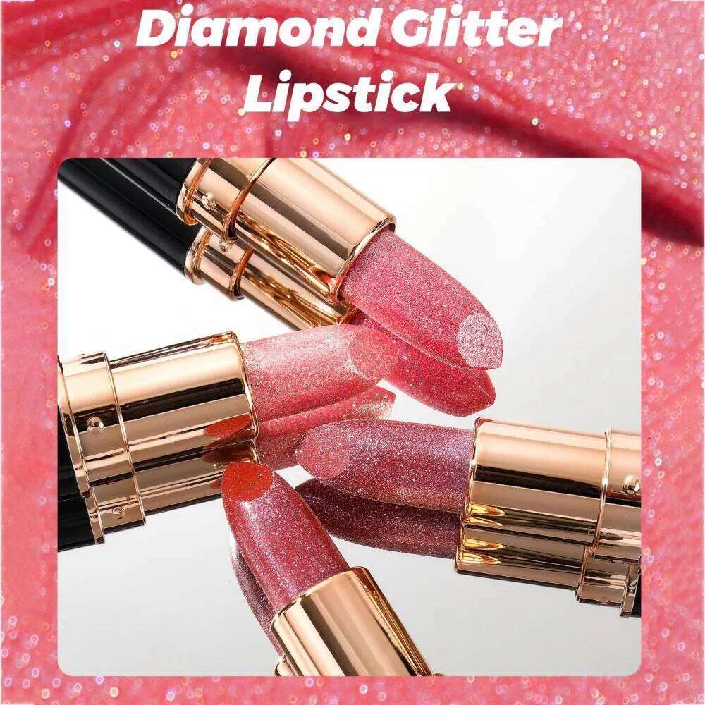 Metallic Glitter Lipstick Dazzling Moisturizing Velvety Sexy Red Gloss Waterproof Matte Diamond Pearlescent Lip Tint Balm Z260310