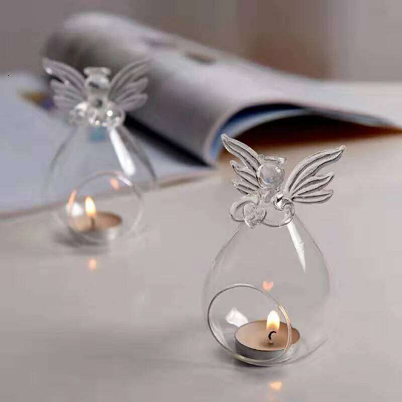 Angel Glass Tea Light Candle Holder Home Party Decor Candlestick Storage Holders H260310