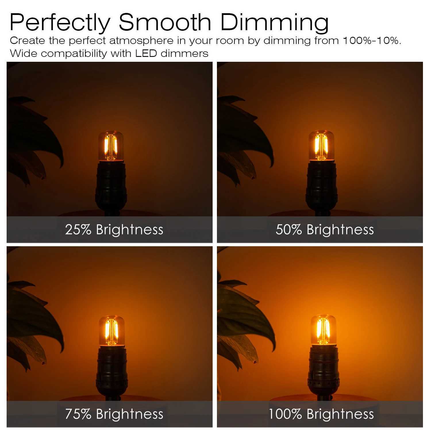 GANRILAND E27 Tubular Led Light Bulbs Gold Tint Warm White 2200K Low Watt 1W 110V 220V Dimmable Indoor Decor Vintage Small Bulb H260310