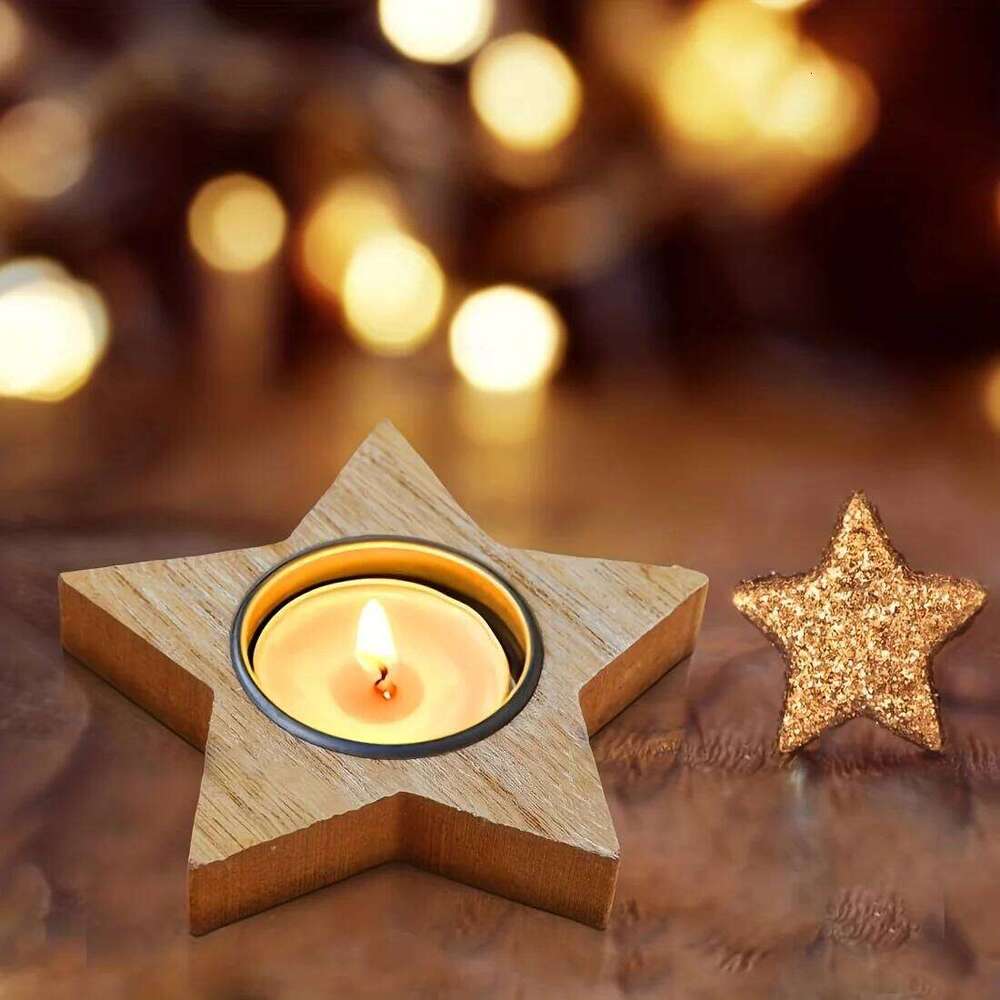 Christmas Wooden Candlestick Candle Holders Star/Snowflake/Christmas Tree Window Desktop Decoration Xmas Decor Candlelight Stand H260310