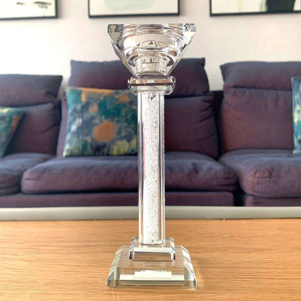 New Upscale Candle Holder Glass Figurine Lighting Table Decor Wedding Room Romantic Party Supplies Crystal Candlestick H260310