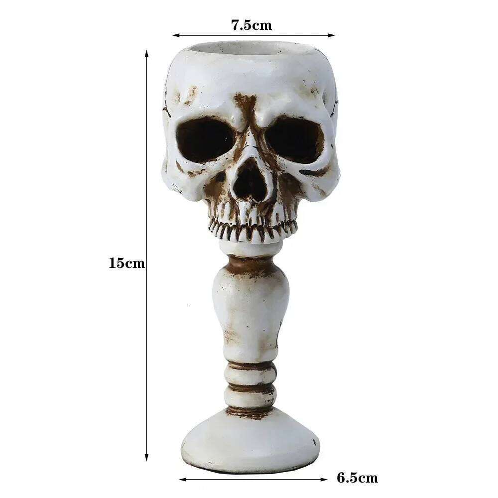 1Piece Skull Candle Holder Resin Ghost Head Candlestick Halloween Christmas Party Bar Decoration Art Crafts for Home Decor H260310