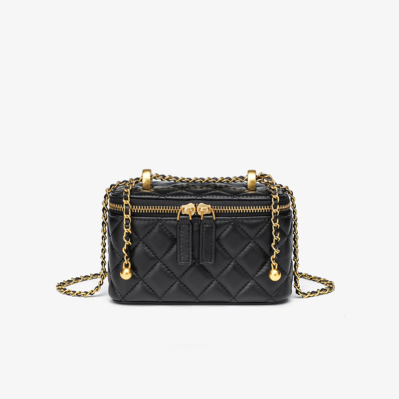 Spring/summer Golden Designer Bag Ball Seam Chain Bag Genuine Leather Top Luxury Fashion Shoulder Bag Women's Bag 2026 New Mini Lipstick Box Bag 