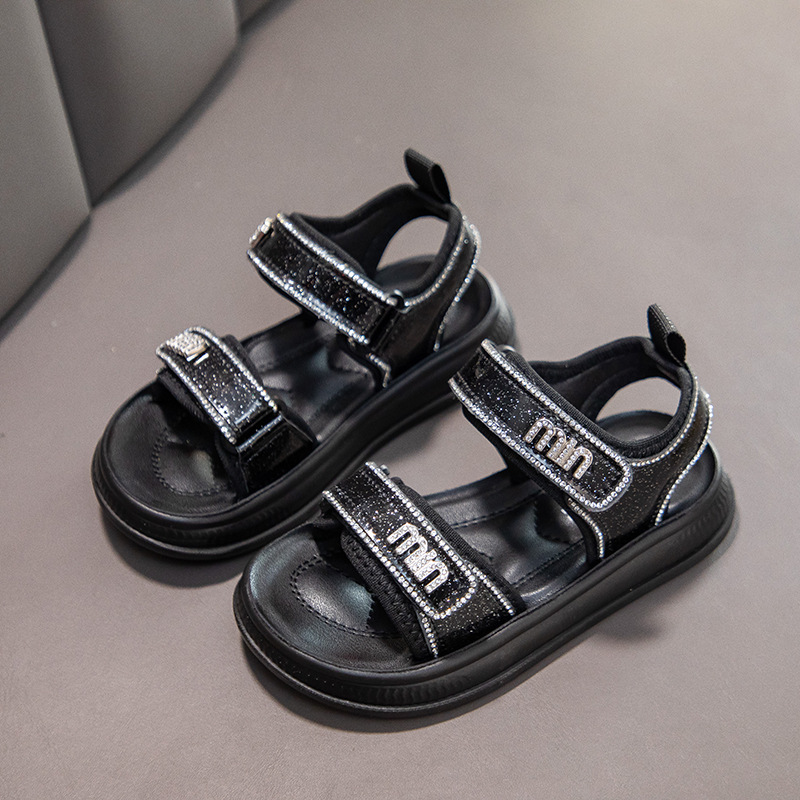 Free shipping Hot Sale Children Summer Sandals Pink White Black Girls Fashion Sneakers Light Weight Comfortable Non-slip Beach Shoes Size27-38